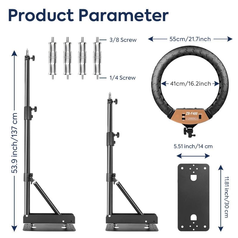 22" LED Ring Light with Wall - Mount Boom Arm - Influence Supply