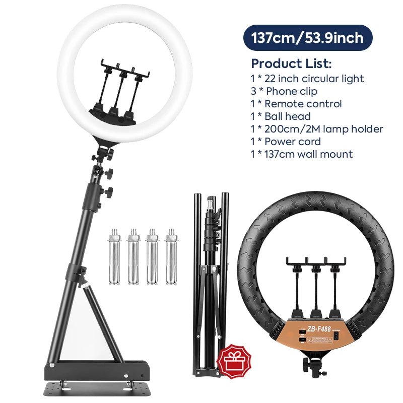 22" LED Ring Light with Wall - Mount Boom Arm - Influence Supply
