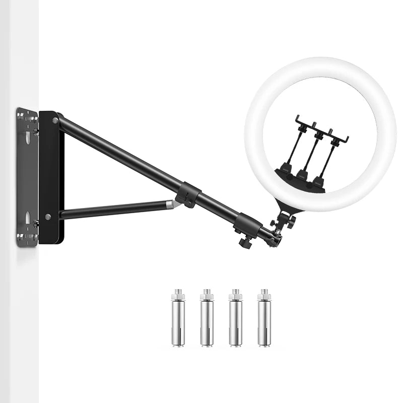 22" LED Ring Light with Wall - Mount Boom Arm - Influence Supply