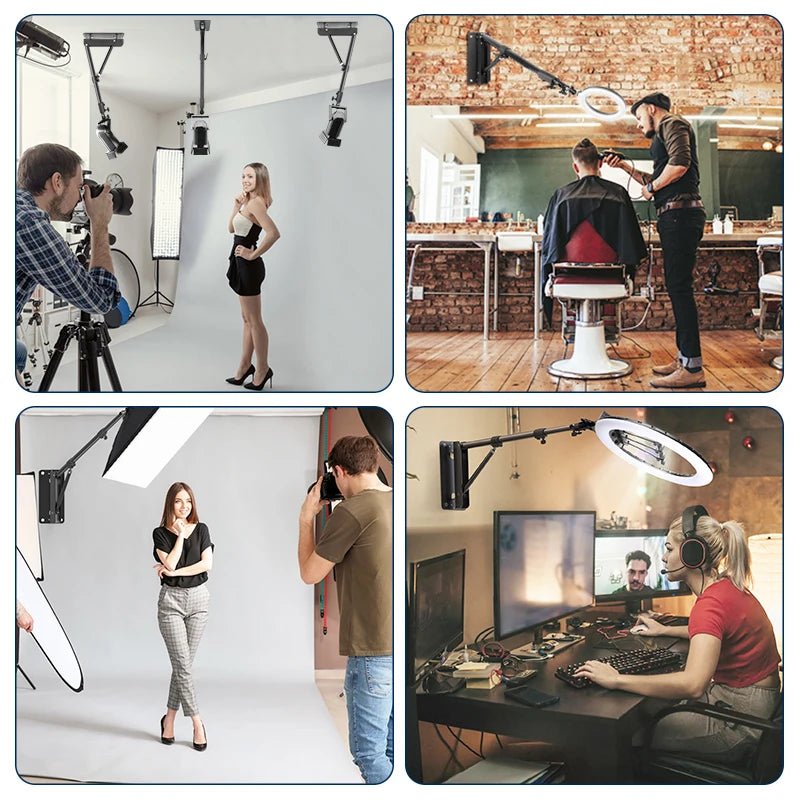 22" LED Ring Light with Wall - Mount Boom Arm - Influence Supply