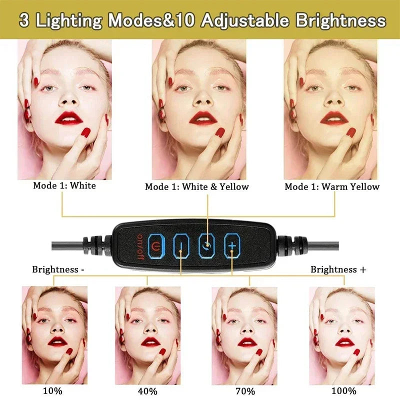 Flexible Phone Holder with LED Ring Light