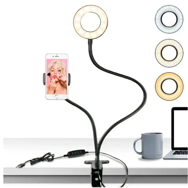 Flexible Phone Holder with LED Ring Light - Influence Supply