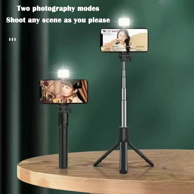 Wireless Bluetooth Selfie Stick Tripod with Fill Light & Remote - Influence Supply