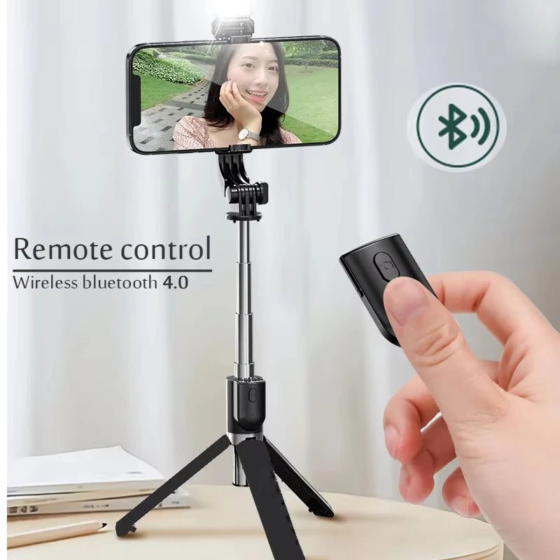 Wireless Bluetooth Selfie Stick Tripod with Fill Light & Remote - Influence Supply